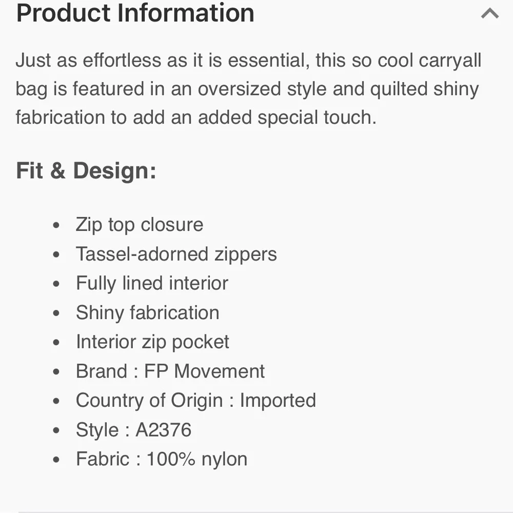 NWOT Free People Surplus Shine Carry All black - Picture 5 of 5